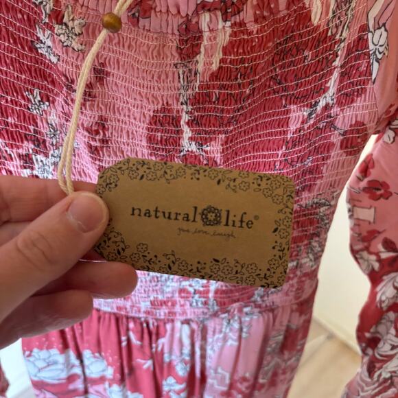 Natural Life NWT Women's Daria Smocked Maxi Dress Red Pink Size S - Picture 6 of 9